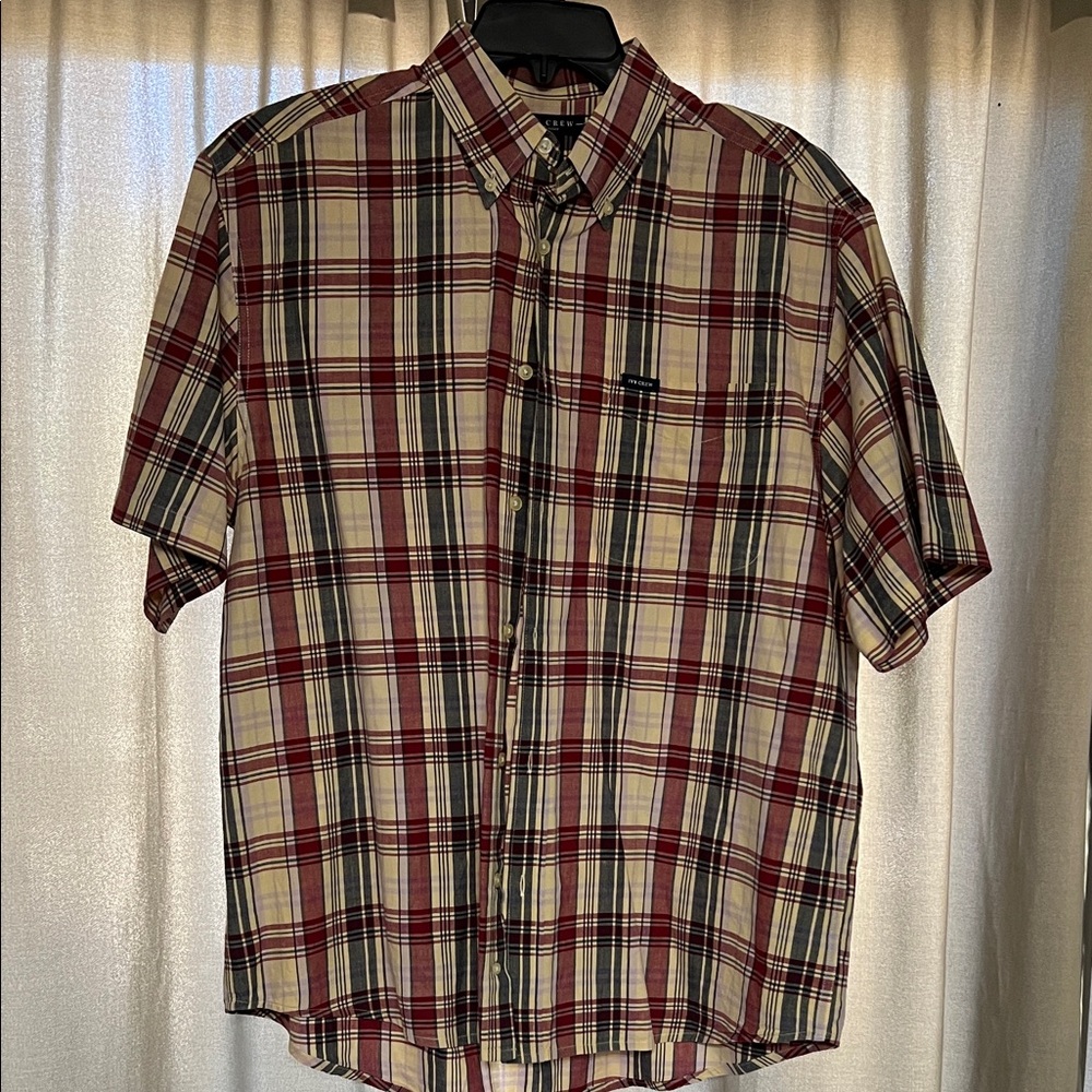 Casual Red Plaid Button-Down Shirt